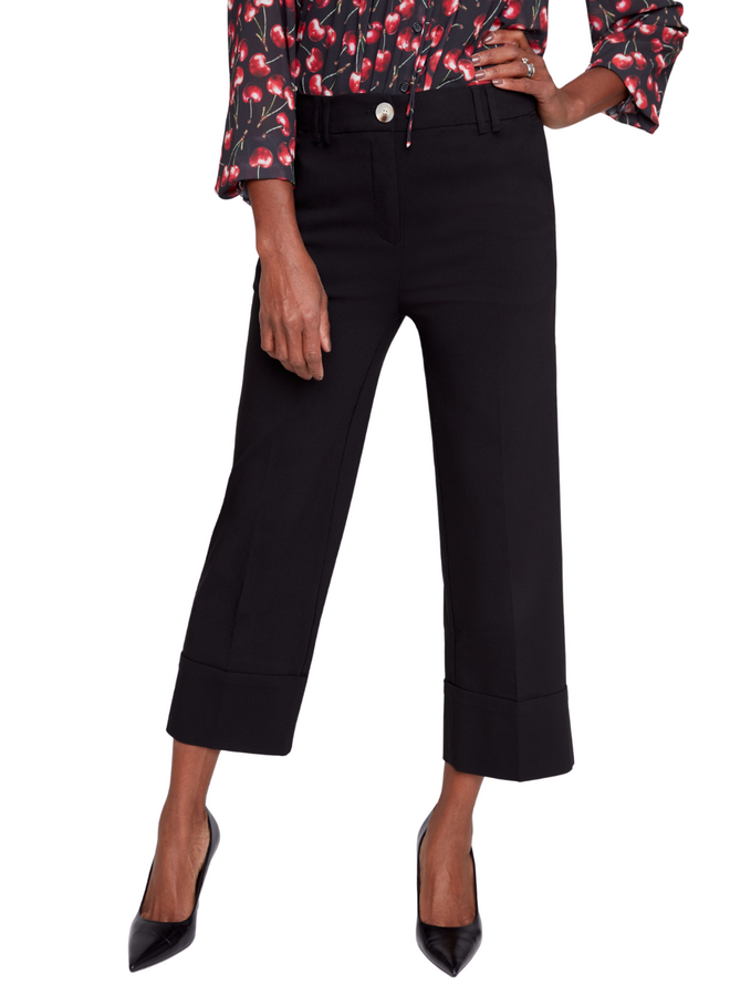 Renuar Lux Cuffed Crop Pant in Black