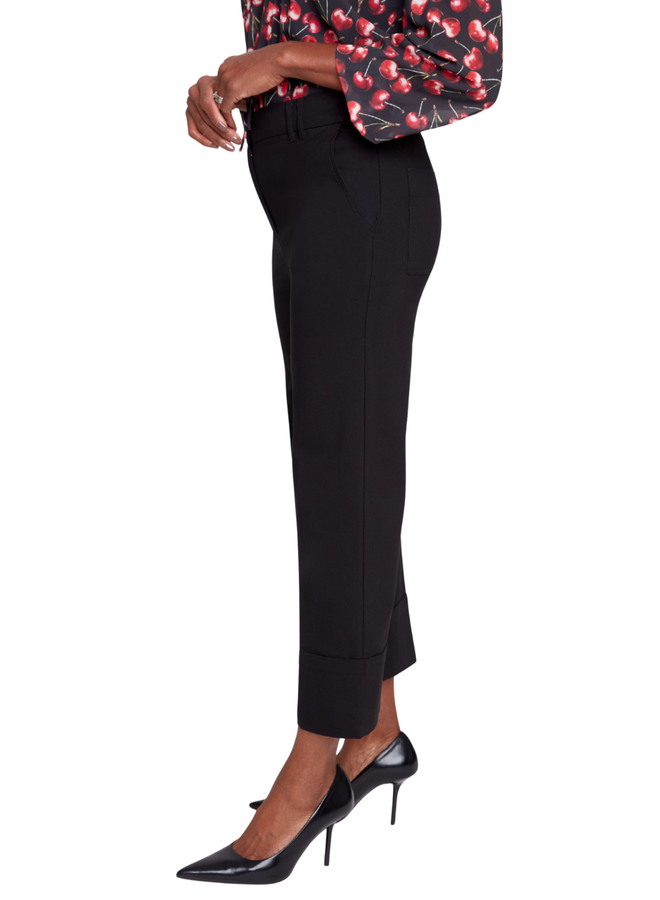 Renuar Lux Cuffed Crop Pant in Black