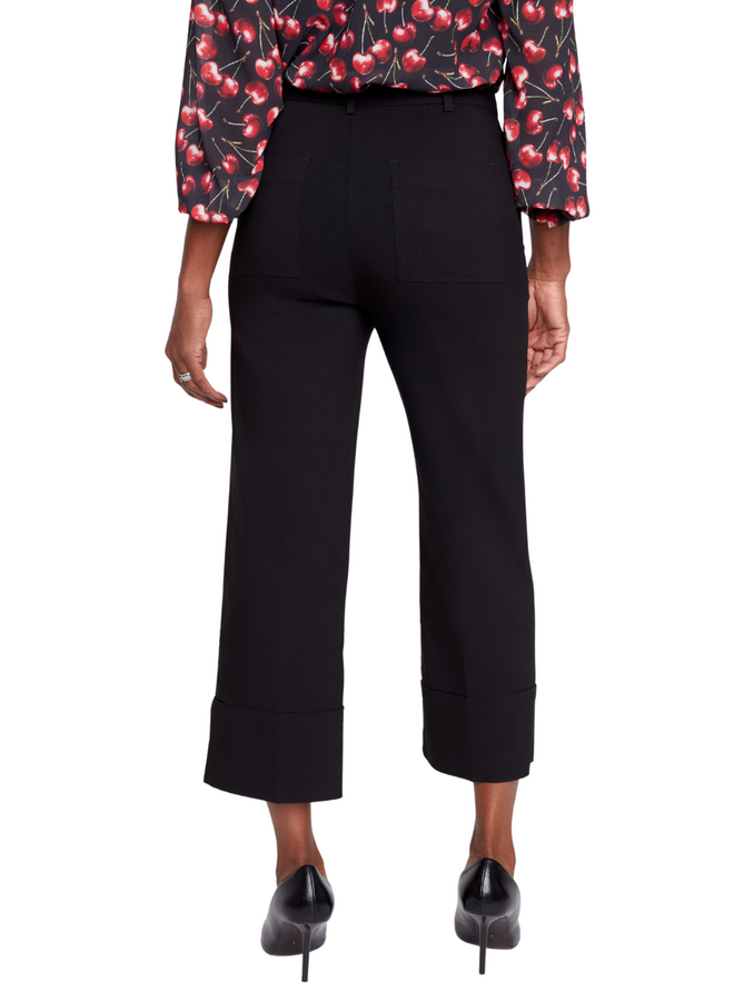 Renuar Lux Cuffed Crop Pant in Black