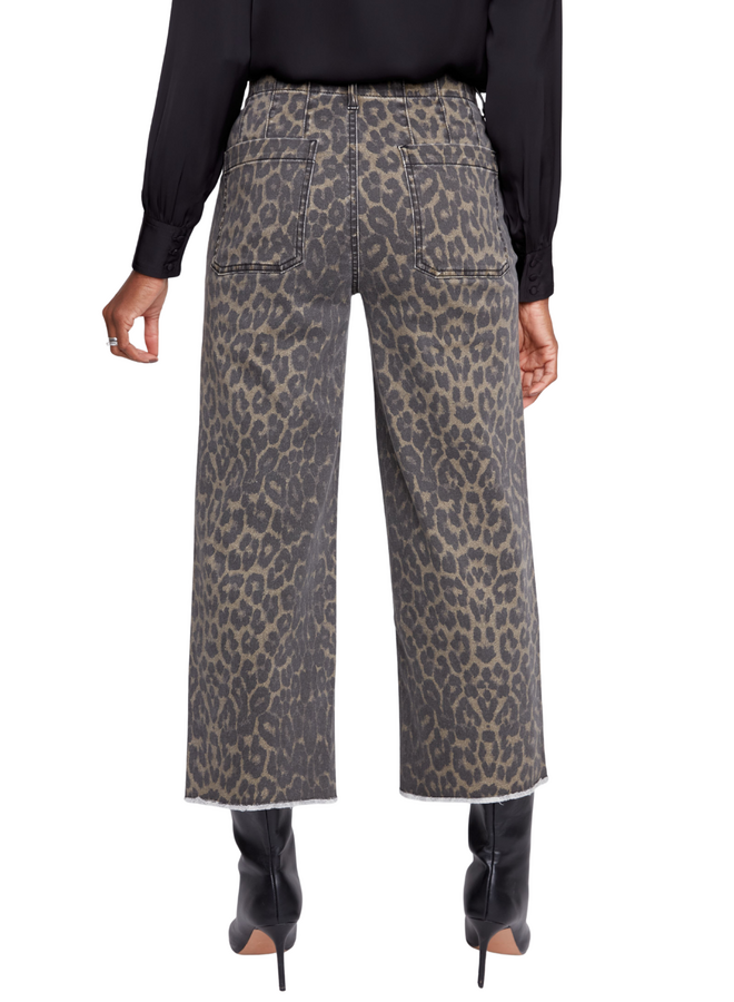 Renuar Fringed Crop Wide Leg Pant in Leopard