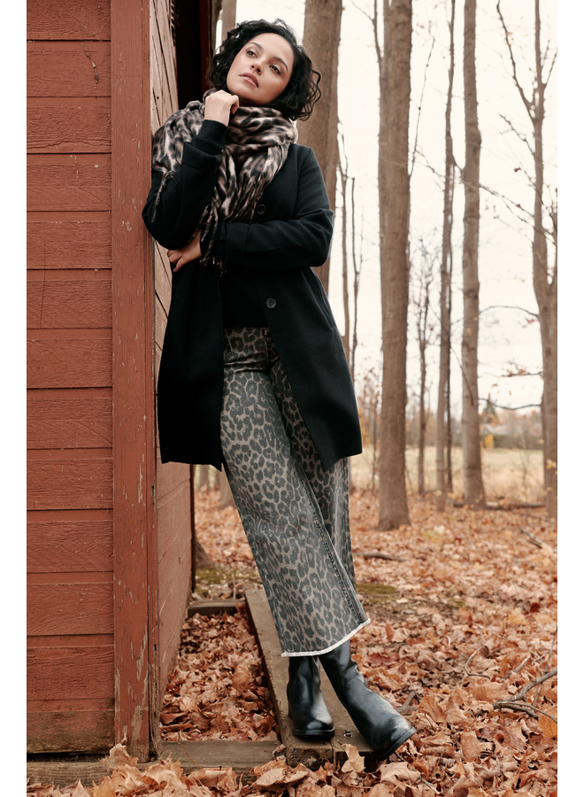 Renuar Fringed Crop Wide Leg Pant in Leopard
