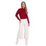 Renuar Seamed Crop Wide Leg Pant in Oyster