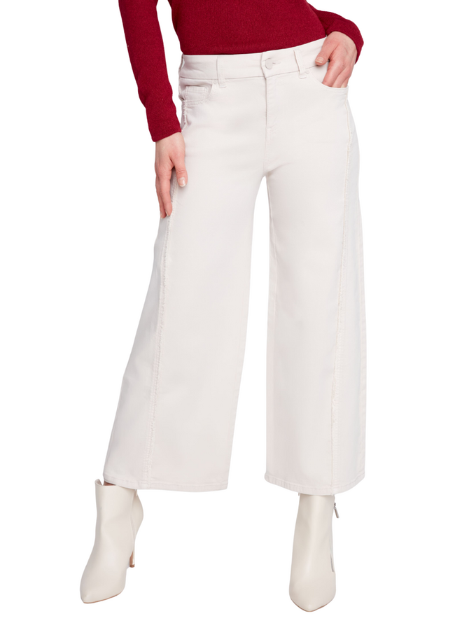 Renuar Seamed Crop Wide Leg Pant in Oyster