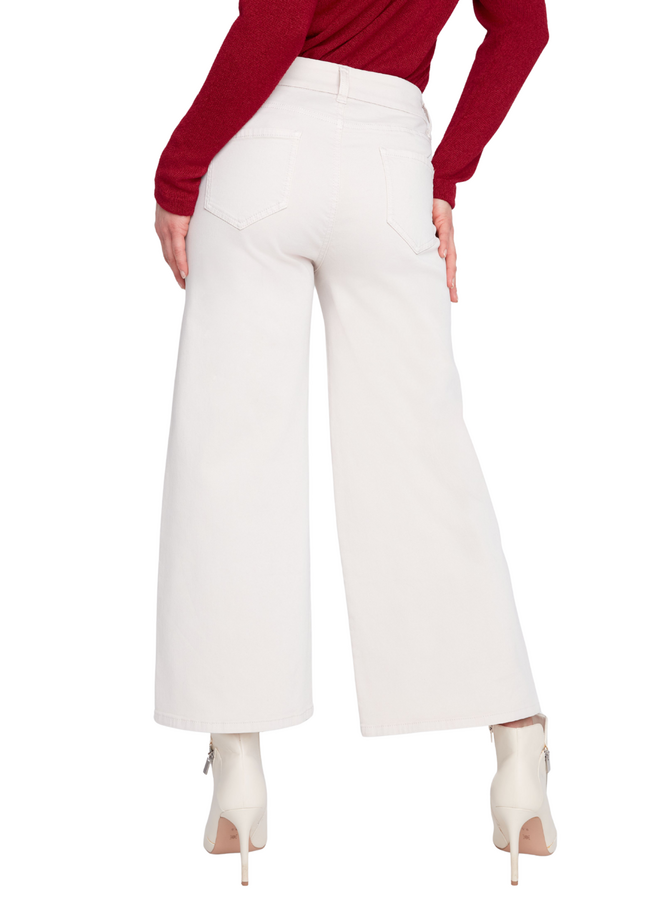 Renuar Seamed Crop Wide Leg Pant in Oyster