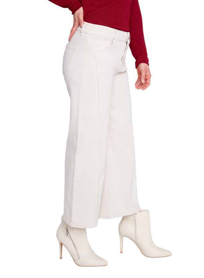 Renuar Seamed Crop Wide Leg Pant in Oyster