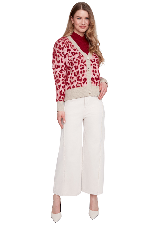 Renuar Seamed Crop Wide Leg Pant in Oyster