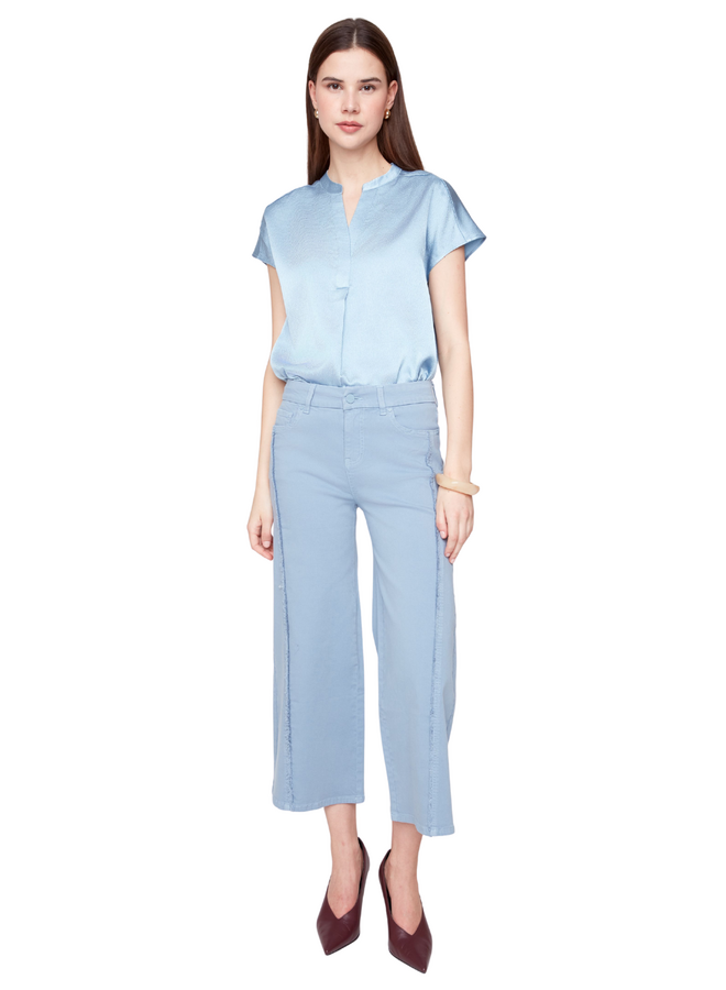Renuar Seamed Crop Wide Leg Pant in Ashley Blue