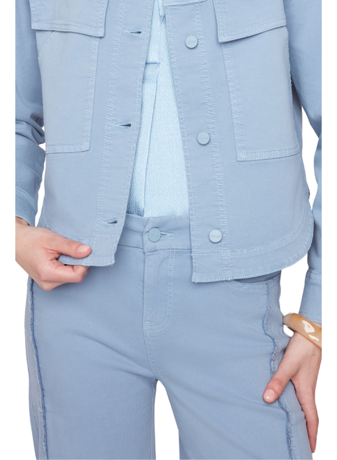 Renuar Seamed Crop Wide Leg Pant in Ashley Blue