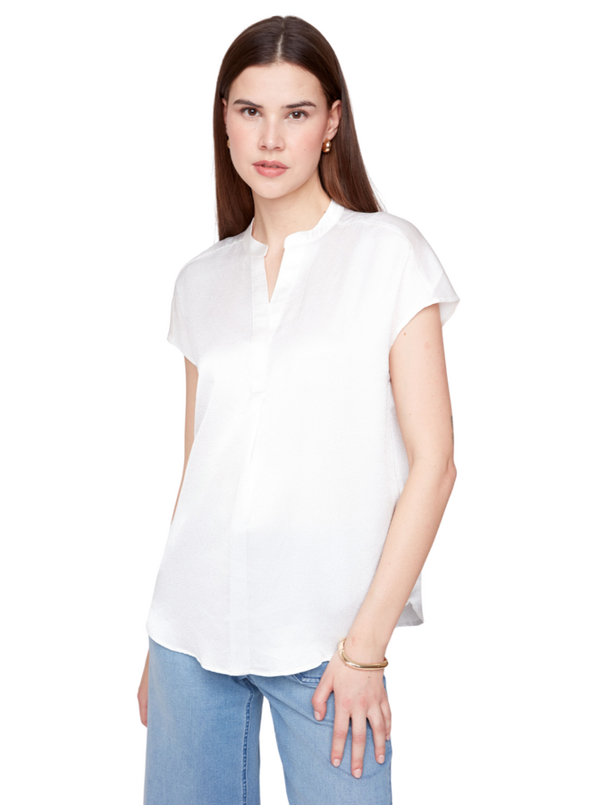 Renuar Essential Short Sleeve Pebble Top in Creme