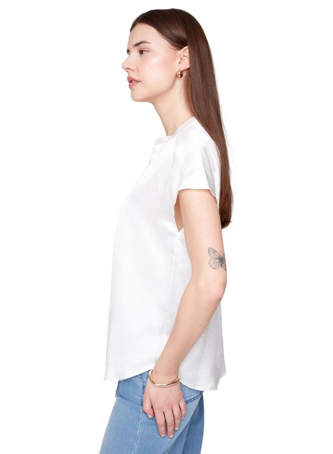 Renuar Essential Short Sleeve Pebble Top in Creme