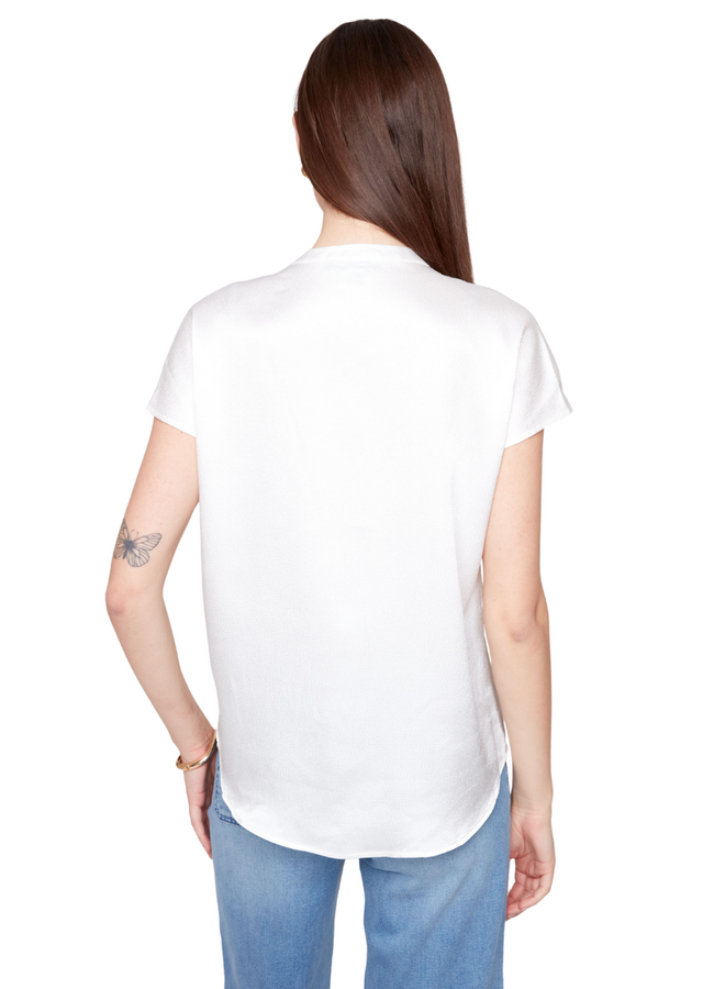 Renuar Essential Short Sleeve Pebble Top in Creme