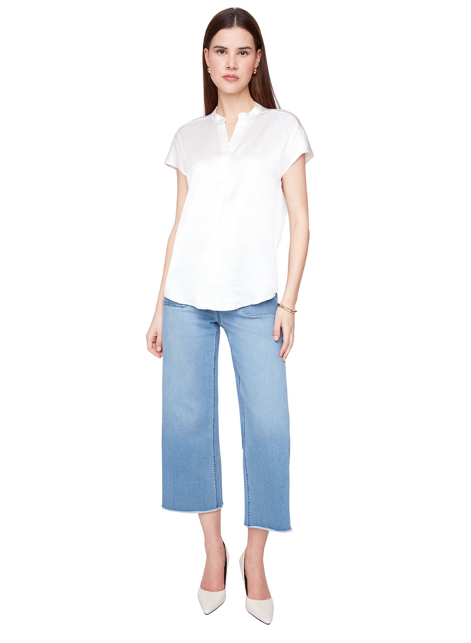 Renuar Essential Short Sleeve Pebble Top in Creme