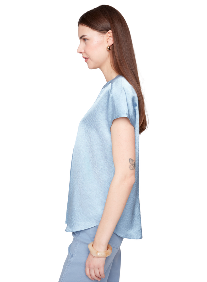 Renuar Essential Short Sleeve Pebble Top in Ashley Blue
