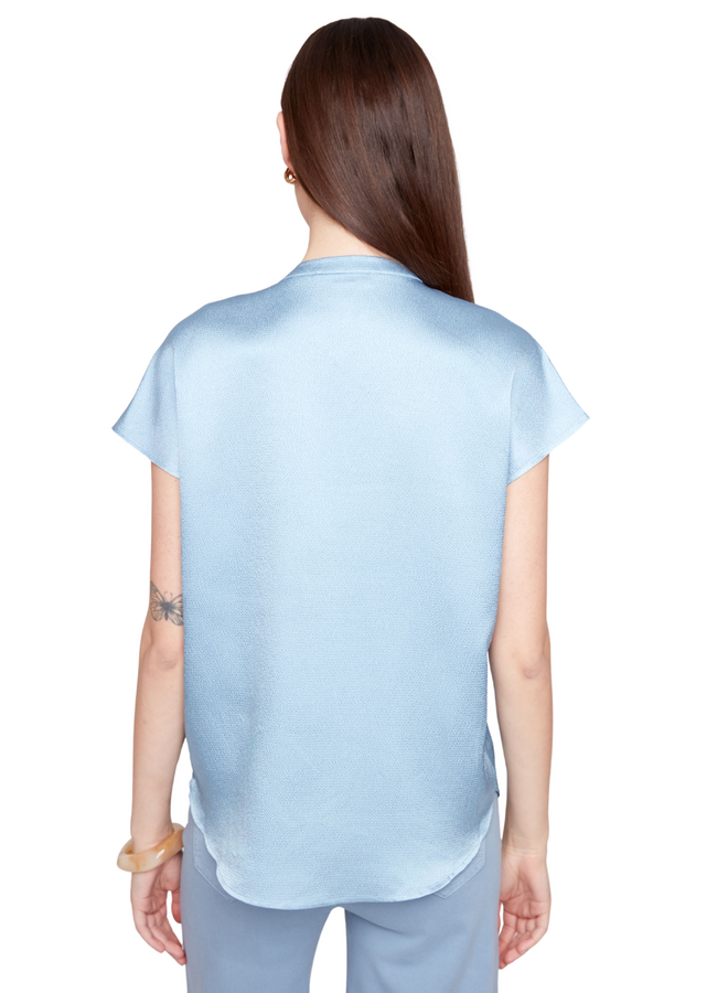 Renuar Essential Short Sleeve Pebble Top in Ashley Blue