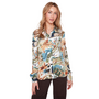 Renuar Satin Tropics Blouse in Olive