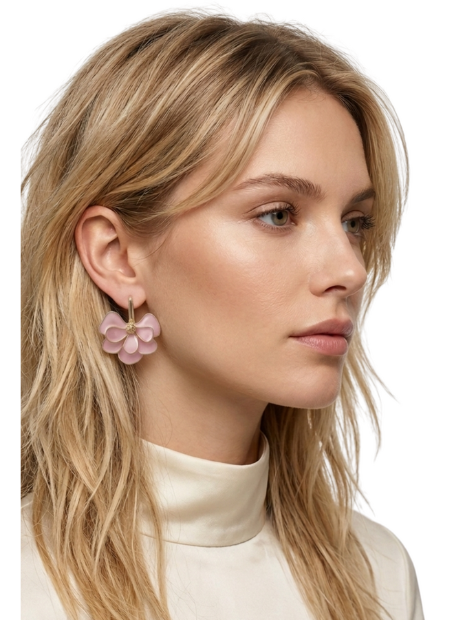 Pink Ginkgo Leaf Earrings