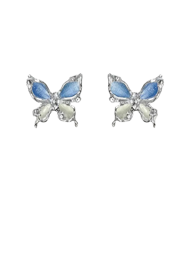 Silver & Blue Butterfly Earrings