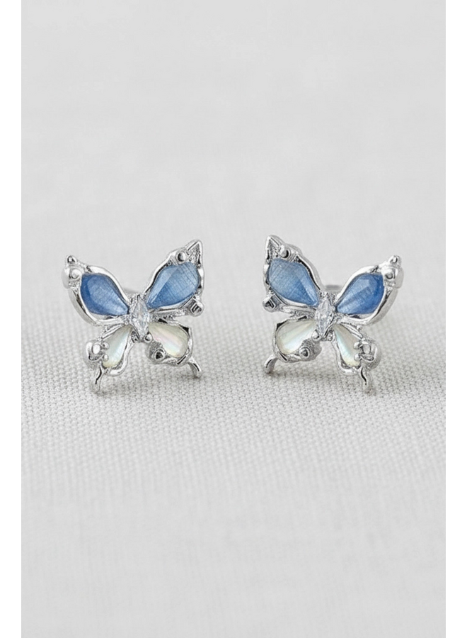 Silver & Blue Butterfly Earrings