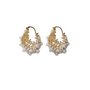 Gold Pearl Cluster Hoop Earrings