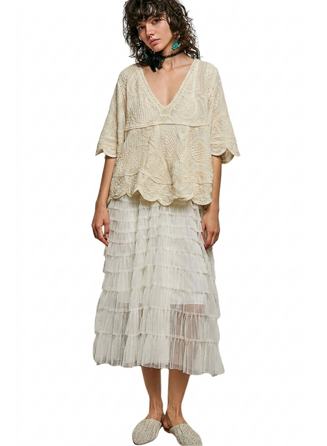 Vintage Style Crochet Top in Natural