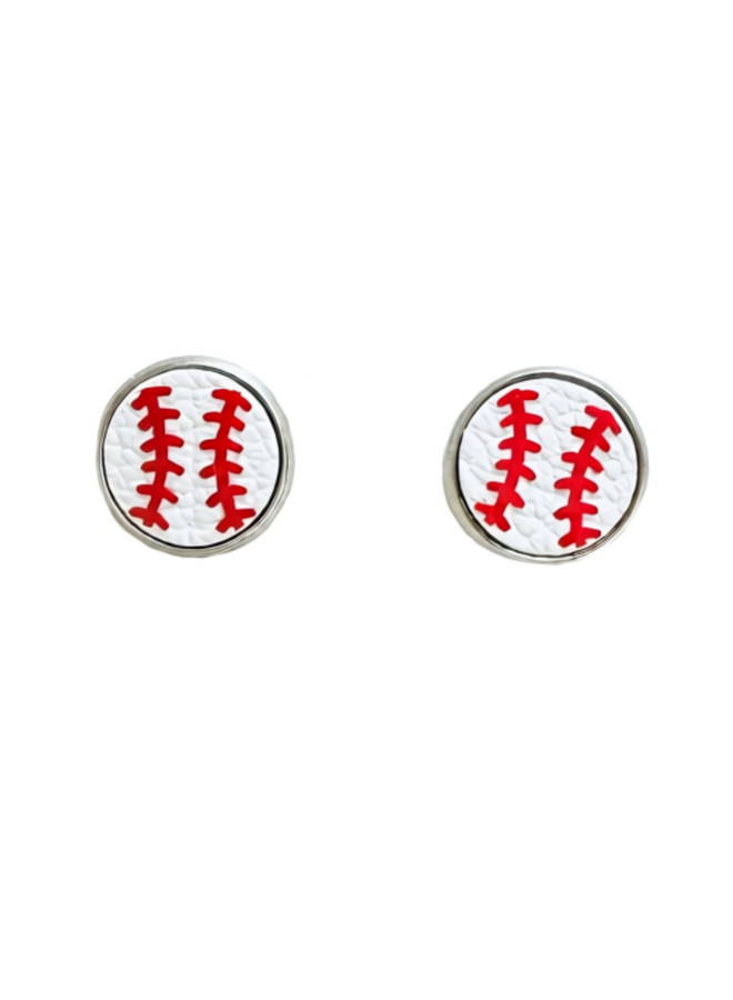 Leather Baseball Stud Earrings
