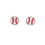 Leather Baseball Stud Earrings