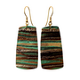 Aqua Bronze Leather Bar Earrings