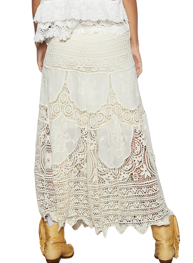 Romantic Crochet Embroidered Maxi Skirt