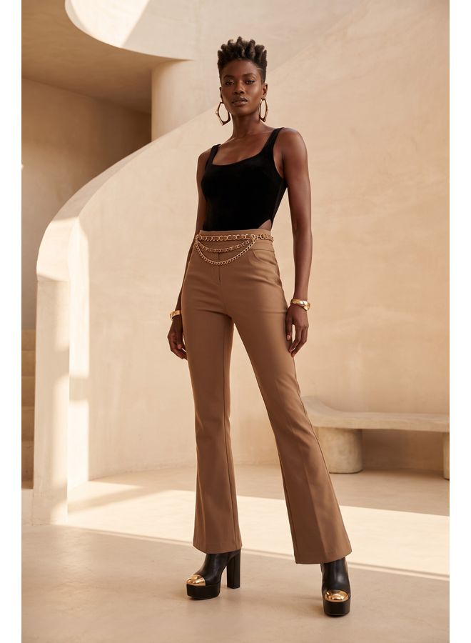 Renuar Pull-On Bootcut Pant in Tan