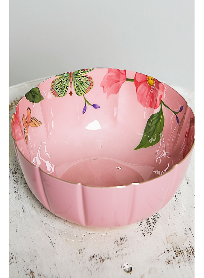 Pink Butterfly Garden Iron Bowl