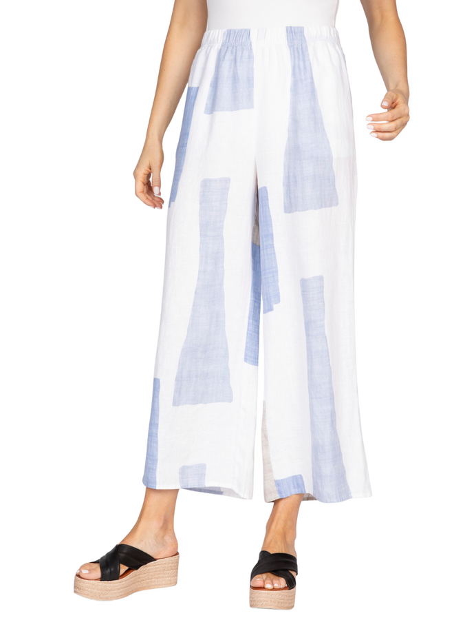 Olivia Linen Colorblock Breeze Pant in Blues