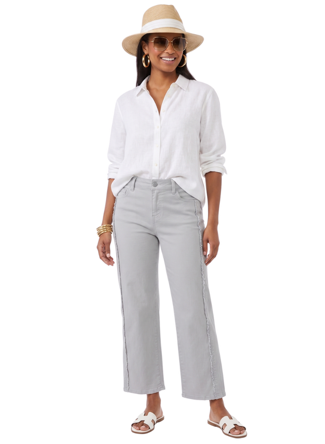 Renuar Seamed Crop Wide Leg Pant in Platinum