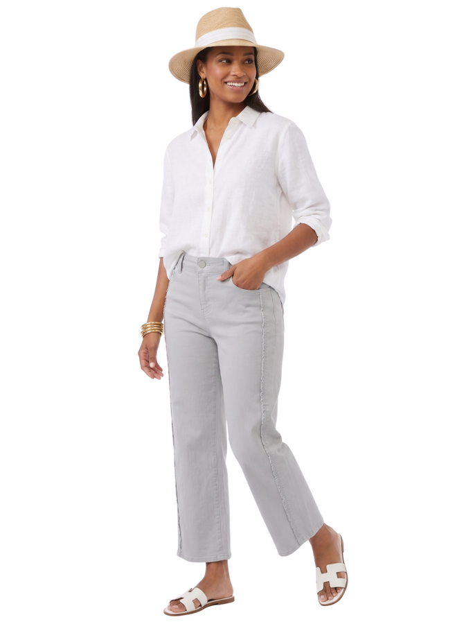 Renuar Seamed Crop Wide Leg Pant in Platinum