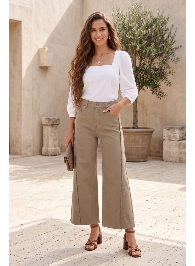 Renuar Seamed Crop Wide Leg Pant in Storm