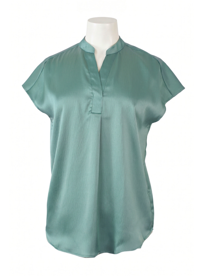 Renuar Essential Short Sleeve Pebble Top in Tea Tree