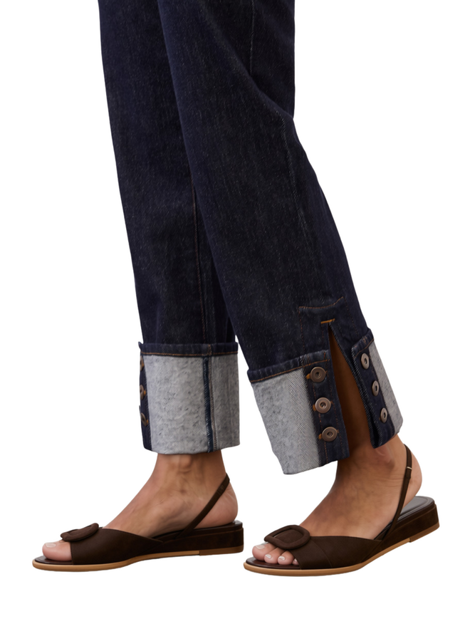 French Dressing Christina Cuffed Straight Ankle Jeans in Forever Blue