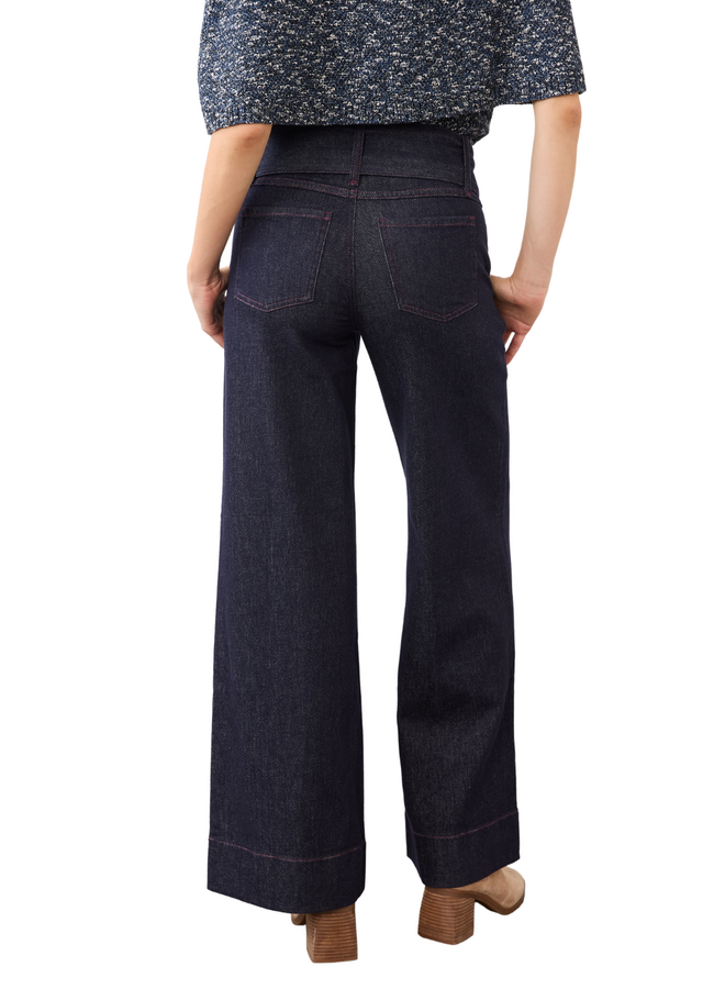 French Dressing Olivia Belted Wide Leg Trouser in Forever Blue