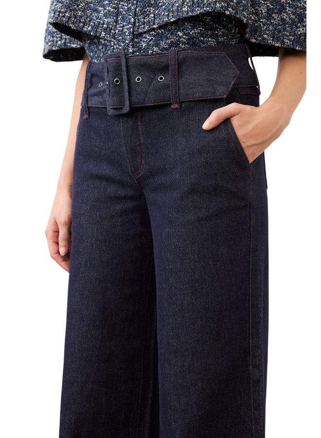 French Dressing Olivia Belted Wide Leg Trouser in Forever Blue
