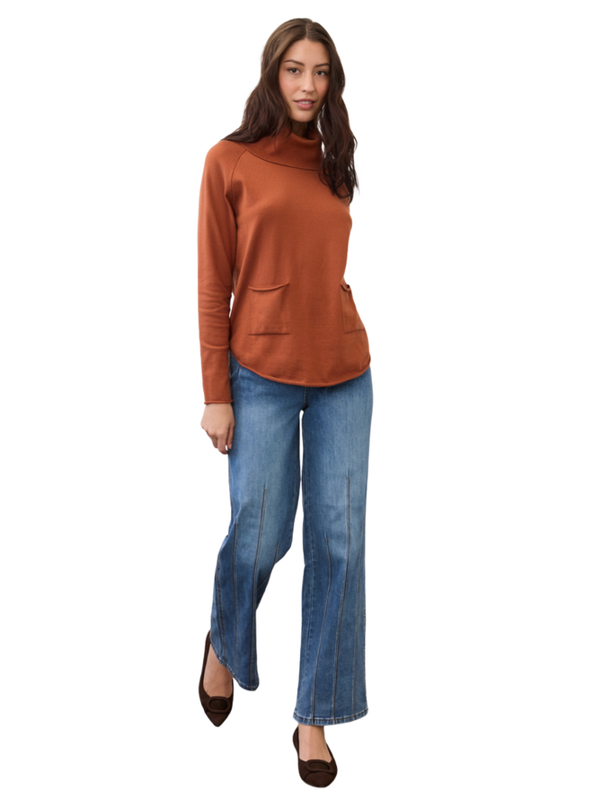 French Dressing Olivia Wide Leg Statement Pintuck Jeans in Medium Wash