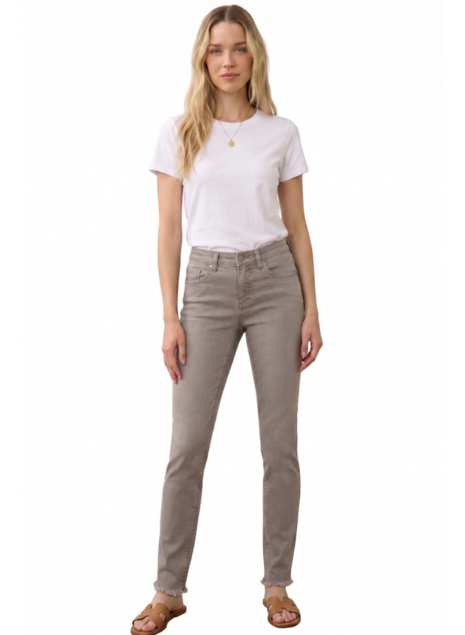 French Dressing Olivia Fringed Slim Ankle Jean in Stone Grey