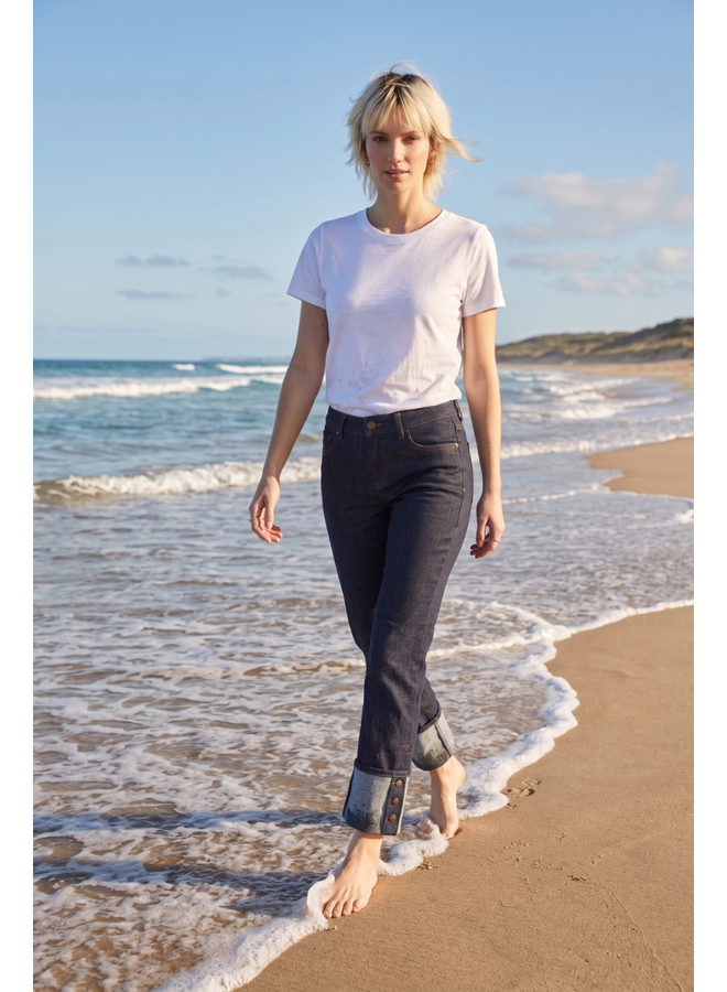French Dressing Christina Cuffed Straight Ankle Jeans in Forever Blue