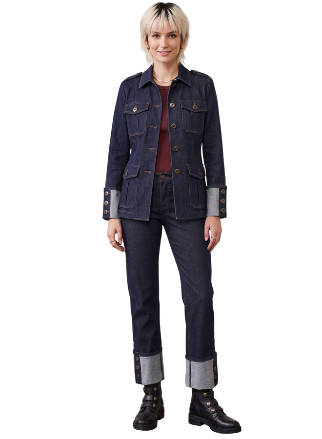 French Dressing Christina Cuffed Straight Ankle Jeans in Forever Blue