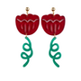 Acrylic Red Flower Earrings