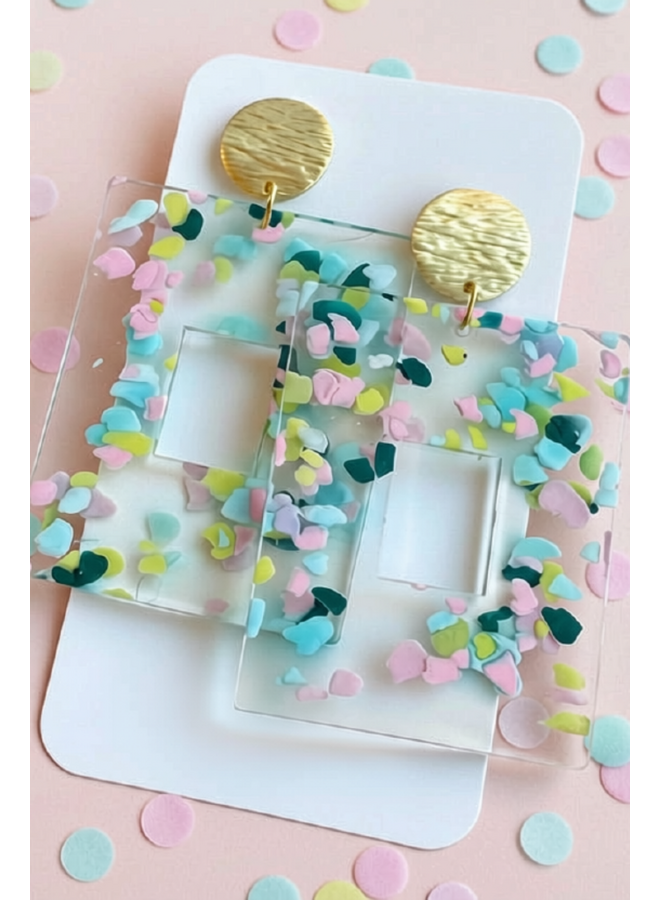 Rectangle Confetti Earrings