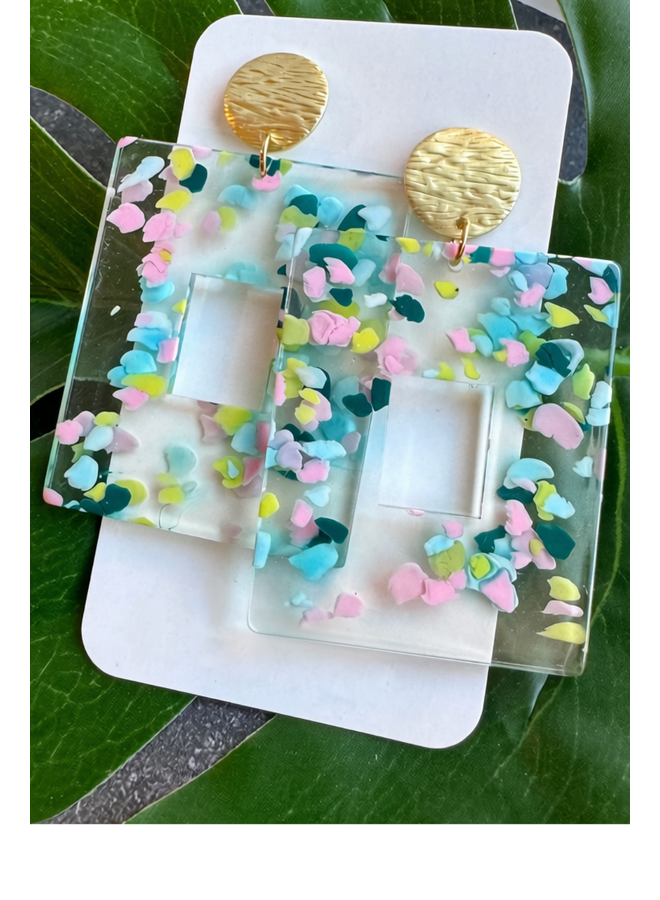 Rectangle Confetti Earrings