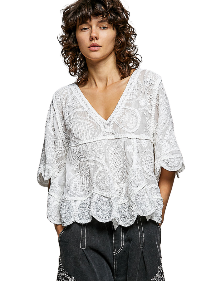 Vintage Style Crochet Top In White