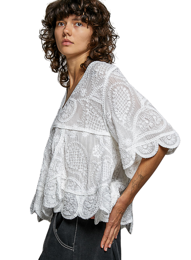 Vintage Style Crochet Top In White
