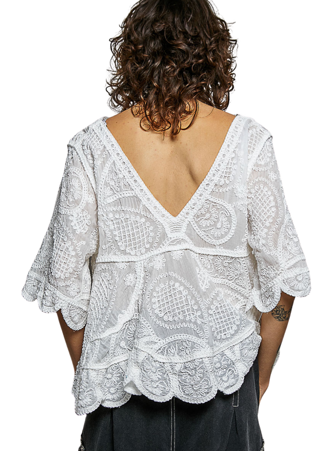 Vintage Style Crochet Top In White