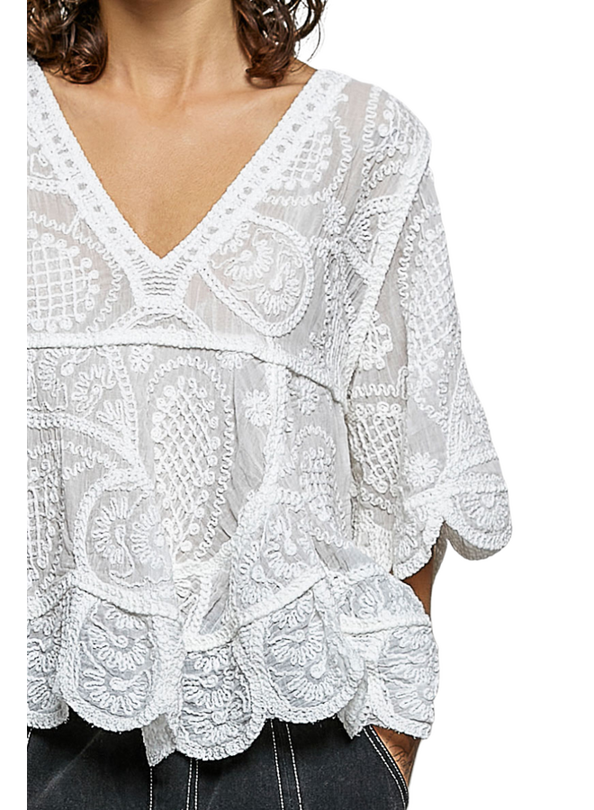 Vintage Style Crochet Top In White
