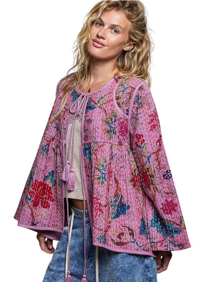 Floral Quilted Cardigan Jacket